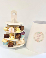 Support Horace en carton pour le thé de l'après-midi, boîte d'emballage portable multicouche pour dessert pâtisserie cupcake macaron avec poignée