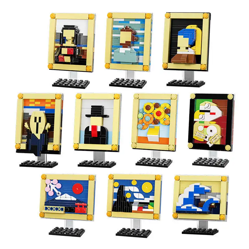 Pinturas Mundiais Building Block Set Enfeites Casa 3D Brinquedos Montagem Educacional Puzzle Brinquedos Presentes de Natal