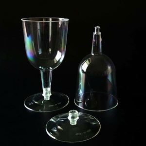 Verre à vin rouge transparent en plastique rigide PS de 180 ml, 6 oz, jetable, détachable, avec logo imprimable, pour fêtes de mariage - Product Image 2