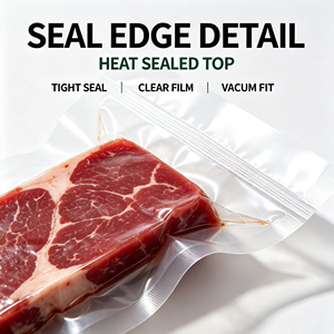 Sacs sous vide de qualité alimentaire, pochettes à trois soudures latérales en LDPE pour steak, emballage alimentaire jetable thermoscellable - Product Image 4