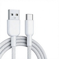 Câble USB Type-C tressé ZEANDA de haute qualité 5V/2A, 1m, noir/blanc, PVC, charge rapide, pour téléphone, ordinateur, jeux, appareil photo, en stock