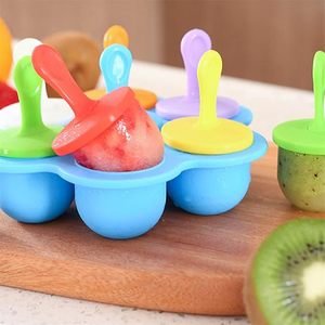 <span class=keywords><strong>Mini</strong></span> molde para paletas de hielo DIY de 7 cavidades con palos de plástico de colores moldes para paletas de silicona de grado alimenticio bandejas antiadherentes para cubitos de hielo - Product Image 1