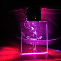 Lampe acrylique RGB de forme personnalisée, 7 couleurs, paillettes, porte-clés en acrylique transparent, logo DIY, mini lumière LED 3D, porte-clés lumineux pour cadeau