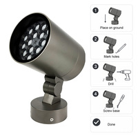 Projecteur LED d'extérieur multi-support haut de gamme pour villa et hôtel, 36W/48W/60W, faisceau réglable, AC85-265V, en aluminium