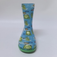Bottes de pluie unisexes en PVC grenouille bleu poisson dessin animé imperméable à l'eau pour les enfants