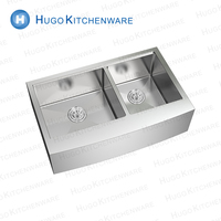 Évier de cuisine à double cuve en acier inoxydable 304 de 33 pouces Tablier multifonctionnel personnalisable en usine Installation avant pour un usage domestique