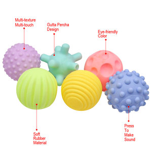 Boules sensorielles en silicone pour bébé, sans BPA, <span class=keywords><strong>6</strong></span> pièces, à picots, à mâcher, à presser, souples, pour la préhension, entraînement de la perception tactile - Product Image 5