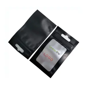 Saco vertical Ziplock para alimentos, saco preto fosco com fecho ziplock, saco de plástico de alta qualidade para alimentos, PE LDPE