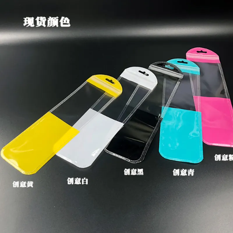 Hadiah Colorful Tebal Zip Lock Plastic Transparan Paket Tas Display Lengan Manik-manik Sikat Plastik Warna-warni Pvc Kantong