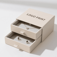 Doppelschubladen-Schmuckboxen mit Logoaufdruck und Mini-Ziehgriffen für Halsketten- und Ohrring-Geschenkverpackungen