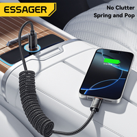 Kabel Data Pengisian Cepat Ponsel ESSAGER ES-X66 Spring Braided PD 60W 100W USB C ke USB C untuk iPhone