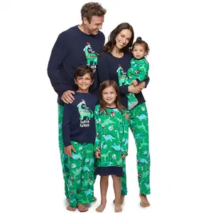 2022 Custom Embroider Logo Heiße Mode Winterurlaub Baumwolle Passende Kinder Langarm Gestreifte Familie Weihnachts pyjamas