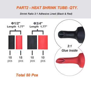 X002VK-583 Kit de Bornes Annulaires AWG 100 pièces, Connecteurs à Sertir Étamés avec Gaine Thermorétractable - Product Image 5