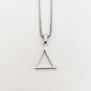 Collier pendentif géométrique en acier inoxydable 316L, collier à breloque en forme de pyramide, de delta, de lettre grecque, bijoux pour vendeurs - Product Image 2