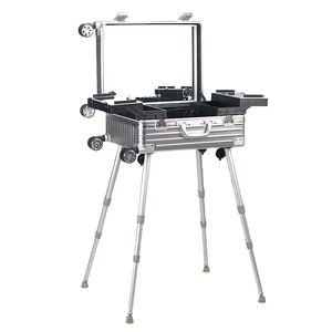 Valise de train professionnelle en aluminium avec miroir lumineux LED pour femmes et filles - Product Image 1