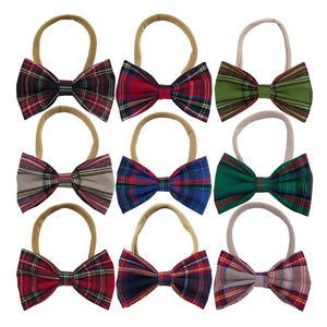 Baby <strong>Headband</strong> Christmas Hair Bow Elastic Bands Headwear Kids <strong>Tartan</strong> Bow Hairbands Hair Accessories - Product Image 2