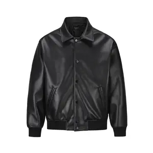 High Quality PU Leather Men's Motorcycle Bomber Jacket Vintage Street Style Custom Logo Winter Size XL with Material Streetwear