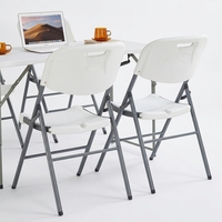 Ensemble de table et chaises pliantes d'extérieur, table de pique-nique en plastique blanc avec chaises à dossier pour les événements à domicile