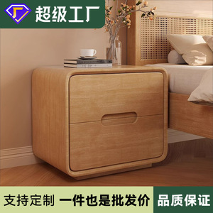 Solid Wood Nightstand With 2 <b>Drawers</b> Storage Bedroom Furniture For Home Use - Product Image 5