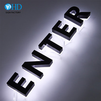 Kustom Di Luar Ruangan Restoran Nama dan Logo Lampu Huruf 3d Emas Sikat Stainless Steel Channel Letter Sign