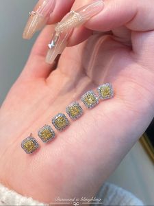 Xinfly 18K Gold <b>Fine</b> <b>Stud</b> <b>Earrings</b> 0.20CT Yellow Diamond & 0.1CT Yellow Sapphire Elegant 0.20ct Diamond Jewelry - Product Image 4