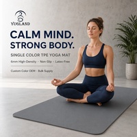 Tapete de Yoga Ortopédico Yugaland de TPE de un Solo Color, Antideslizante, para Fisioterapia y Pilates, Venta al Por Mayor de Fábrica