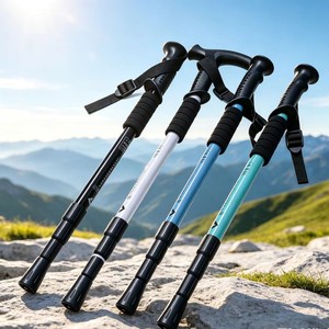Bâtons de randonnée légers en acier télescopique 52-110 cm avec verrouillage interne pour la marche et l'escalade en plein air - Product Image 1