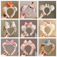 Bandeau en tissu pelucheux fait main avec oreilles d'ours mignonnes, nœud papillon mignon, chapeau d'anniversaire pour filles, Yiwu, pour prendre des photos, se laver le visage, se maquiller, coiffer les cheveux