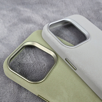 Étui de téléphone magnétique antichoc en cuir et flanelle de luxe pour recharge sans fil, coque arrière avec cadre de caméra en métal coloré