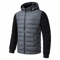 Blouson matelassé slim pour homme, couleur personnalisée, imperméable, coupe-vent, avec capuche, pour l'hiver, décontracté, rembourré, avec logo frontal