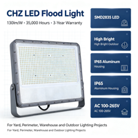 Projecteur LED CHZ 130lm/W 35000H Garantie 3 ans SMD2835 Haute luminosité Extérieur