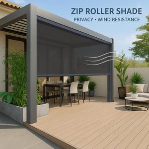 Persianas enrollables motorizadas Yanghui para exteriores, resistentes a la nieve y a la intemperie, con cableado eléctrico, control remoto y poliéster resistente a los rayos UV. - Product Image 2