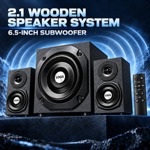 Sistema de Altavoces Multimedia BT de Madera 2.1 con Subwoofer de 6.5 Pulgadas, USB, Coaxial, FM, Control Remoto de Graves y Agudos para Cine en Casa - Product Image 3