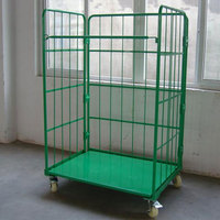 Chariot pliable en treillis métallique moulé pour la logistique des supermarchés, OEM/ODM, chariot à quatre roues, revêtement en poudre rouge pour entrepôt