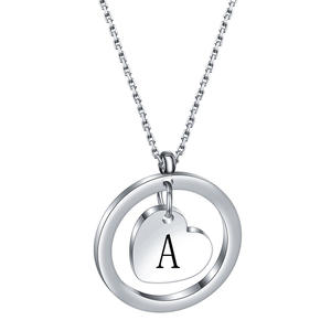 Nuovo personalizzato 304L in acciaio inox Charm cerchio collana gioielli semplice Round amore cuore incidibile ciondolo nome collana - Product Image 3