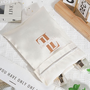 Custom Logo Printed Crean Satin Hair Extension Wig Bundle Gift Packing <b>Bag</b> Soft Dustproof Silk Satin Pouch <b>Dust</b> Drawstring <b>Bag</b> - Product Image 4