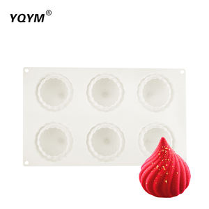 Moule en silicone cyclonique à 6 cavités de qualité alimentaire <span class=keywords><strong>pour</strong></span> pains vapeur, mousses françaises, desserts et gâteaux - Product Image 1