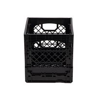 Boîte de rangement pliable carrée en plastique de 16 pintes Caisse de rangement Caisse de lait avec couvercle en bois Boîte pliante en plastique