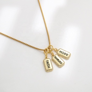 Hot-bán kim loại Zircon Vòng Cổ Vòng đeo tay mặt dây chuyền 18K mạ vàng, tin rằng dũng cảm hy vọng cảm hứng thư Vòng cổ trang sức - Product Image 5