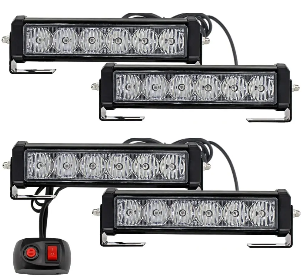 DC12V 24Vデュアルカラー赤白ION LEDストロボデュオリニアLEDライトヘッドカーグリル緊急ストロボライト卸売