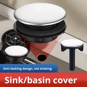 Tampa Decorativa Oculta para Ralo de Pia em Aço Inoxidável, Selada e Antiferrugem, para Pia de Cozinha e Lavatório - Product Image 1