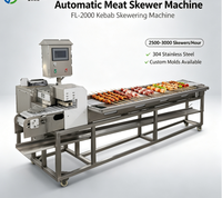 Machine à brochettes de kebab et à shashlik de poulet industrielle, contrôlée par écran tactile PLC et facile à nettoyer