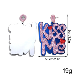 Pendientes Grandes con Lentejuelas, Joyería de Fiesta, Pendientes Colgantes con Letras Personalizadas de Acrílico en Forma de Corazón <span class=keywords><strong>KISSME</strong></span>, Color Rosa, para Mujeres y Niñas - Product Image 5