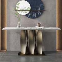 Console multifonctionnelle en acier inoxydable de luxe léger pour hôtel, bureau de vente, hall d'entrée, couloir - Entrée latérale étroite