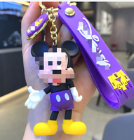 Poupée 3D Mickey Minnie Mouse Porte-clés PVC Dessin Animé Conception Anti-Perdu Cadeau pour Enfants Accessoires de Clé de Voiture Personnalisée