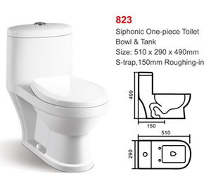 Inodoros Modernos de Cerámica con Doble Descarga, Montados en el Suelo, Artículos Sanitarios WC, Drenaje en Forma de S, Inodoros WC de Una Pieza - Product Image 2