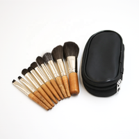 Échantillons gratuits de haute qualité manche en bois mini ensemble de pinceaux de maquillage portable 9 pièces en gros