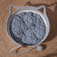 Lit pour chat en coton tressé à la main, respirant, griffoir, panier rond pour animaux de compagnie, nid pour chat avec coussin pour l'été, chats d'intérieur