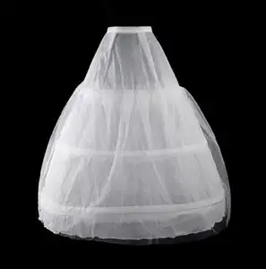 Ecowalson rok terusan pernikahan wanita, gaun grip 2 lapis jaring 3 lingkaran putih untuk pernikahan, rok Dalaman elastis pinggang A Line