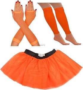 80s Tutu Fancy Dress Suit for Women Neon Tutu Skirt Party Accessories for Women Tutu Neon Leg Warmers <strong>Fishnet</strong> Gloves Rave <strong>Outfit</strong> - Product Image 4